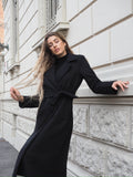 Cappotto nero con cintura - R.a. Boutique 