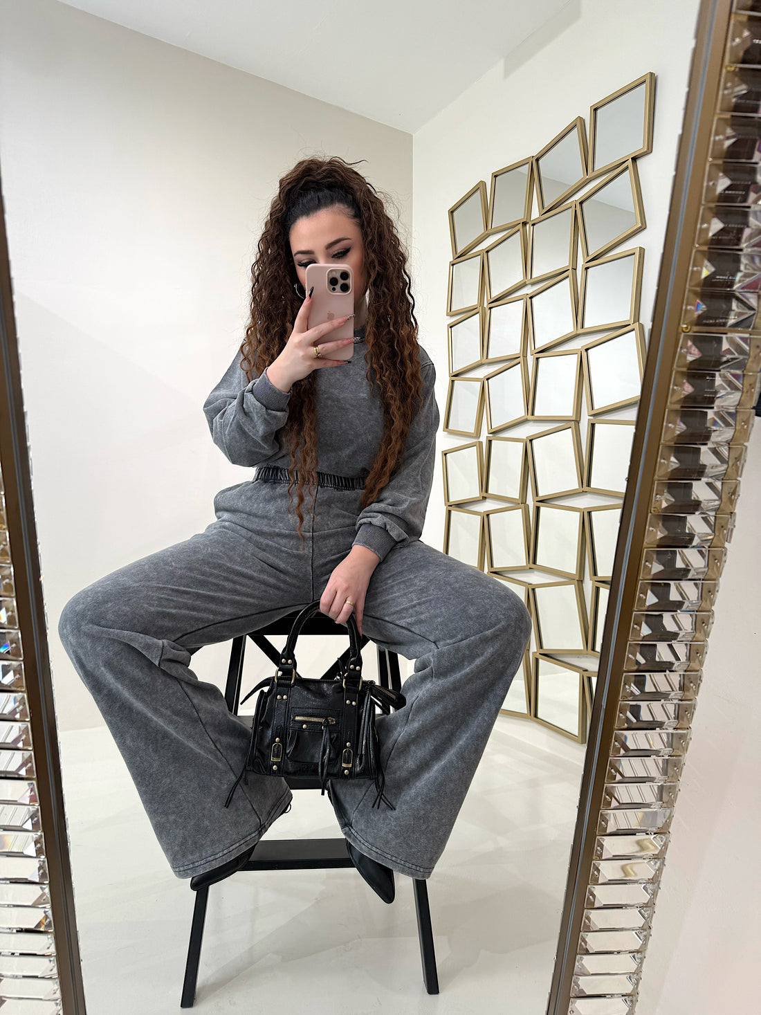 Completo felpa e pantalone effetto denim - R.a. Boutique