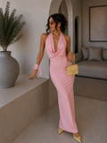 Abito rosa con laccio e scollo - R.a. Boutique