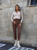 Pantalone vita alta choco - R.a. Boutique 