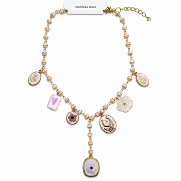 Collana Fiori Lilla a Y - R.a. Boutique