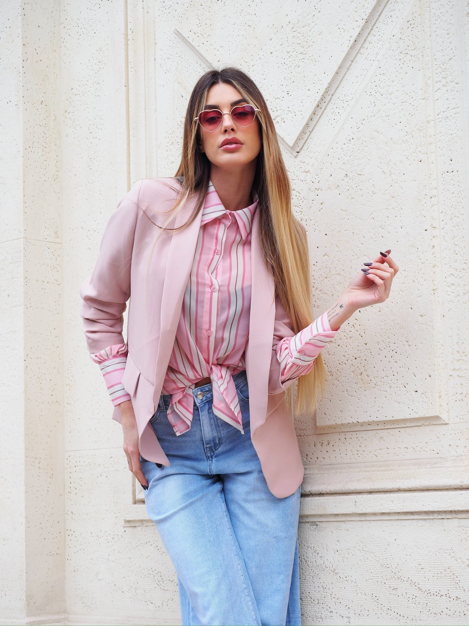 Camicia a righe rosa - R.a. Boutique 