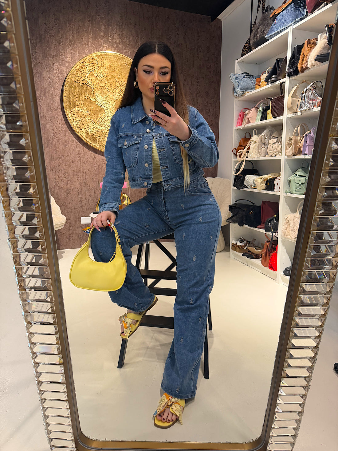 Completo Denim Flower - R.a. Boutique