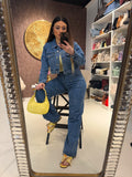 Completo Denim Flower - R.a. Boutique