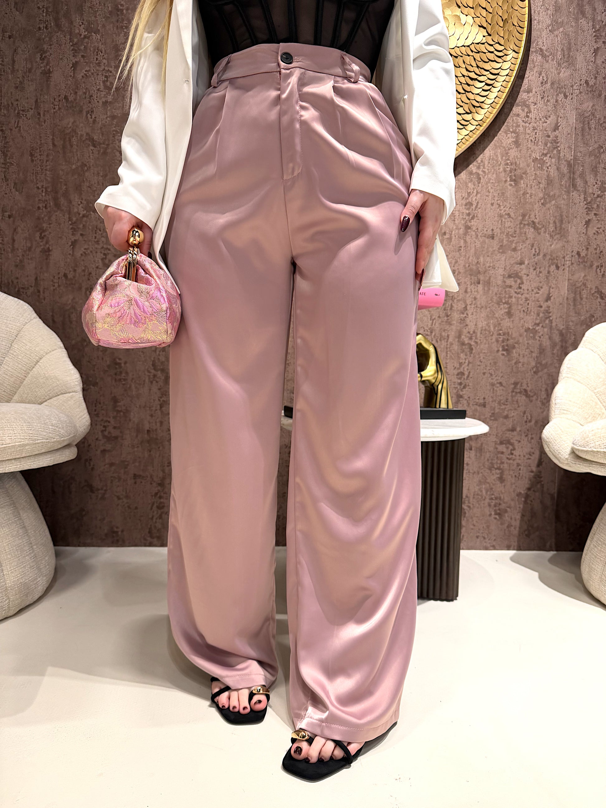 Pantalone satin con elastico - R.a. Boutique