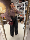 Pantalone in ecopelle con cintura - R.a. Boutique