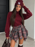 Gonna con Fodera a Pantaloncino Tartan Bordeaux - R.a. Boutique