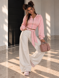 Jeans Wide Leg White con Cintura Dog Pink - R.a. Boutique