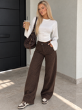 Jeans Wide Leg Animal Brown - R.a. Boutique