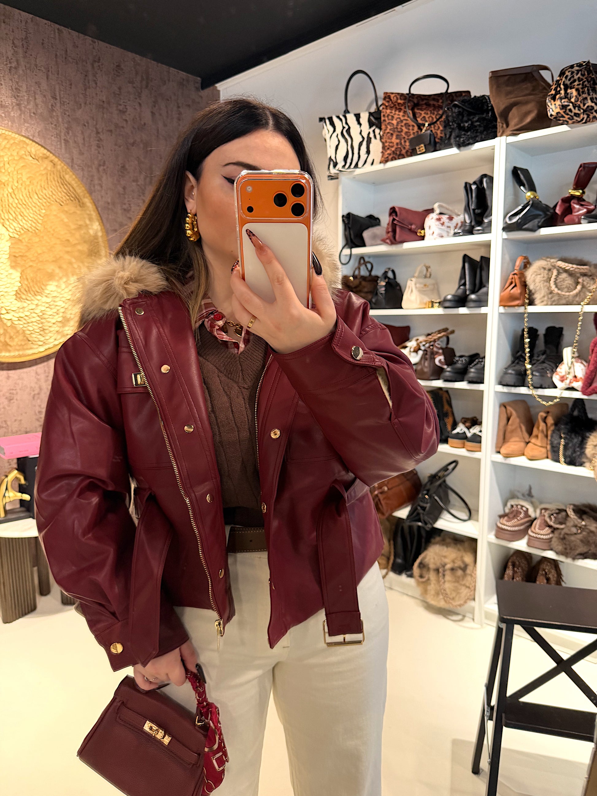 Giaccone con Cintura e Collo in Eco-pelle - R.a. Boutique