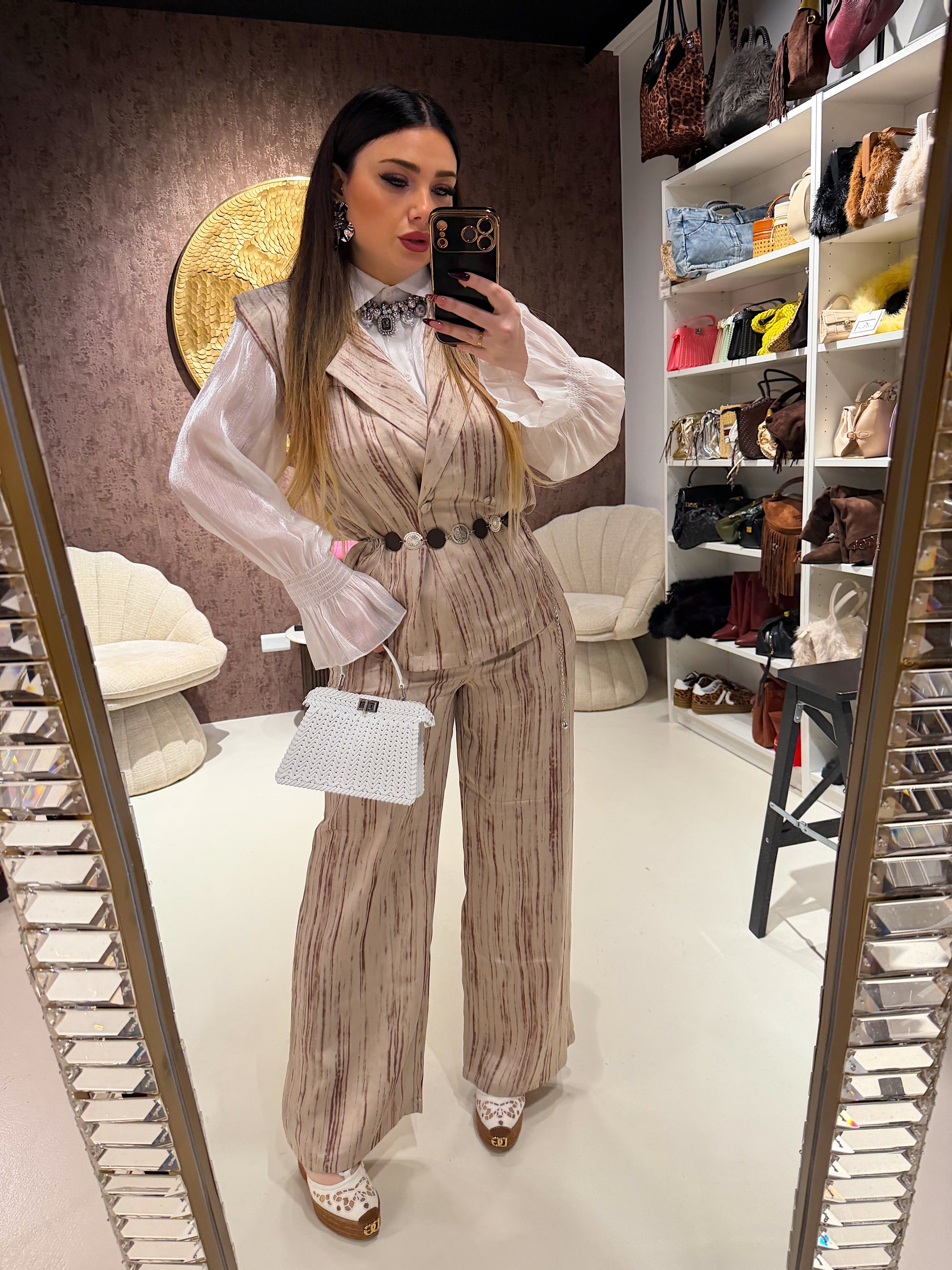 Completo venature luxury con cintura - R.a. Boutique