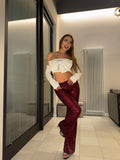 Pantaloni in paillettes bordeaux - R.a. Boutique