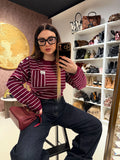 Maglioncino a righe bordeaux - R.a. Boutique