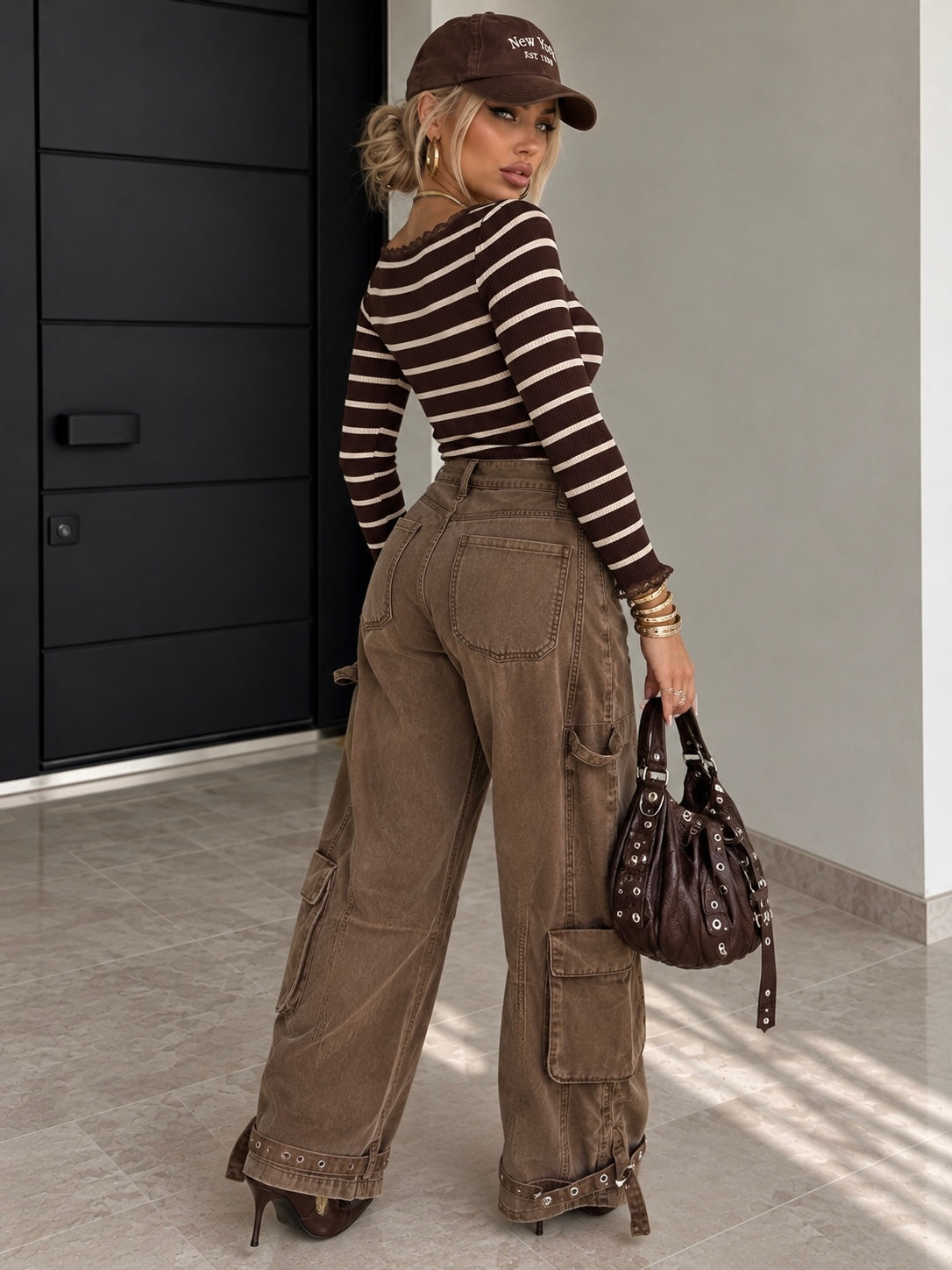 Body a Righe Cioccolato con Pizzo - R.a. Boutique