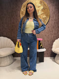 Completo Denim Flower - R.a. Boutique