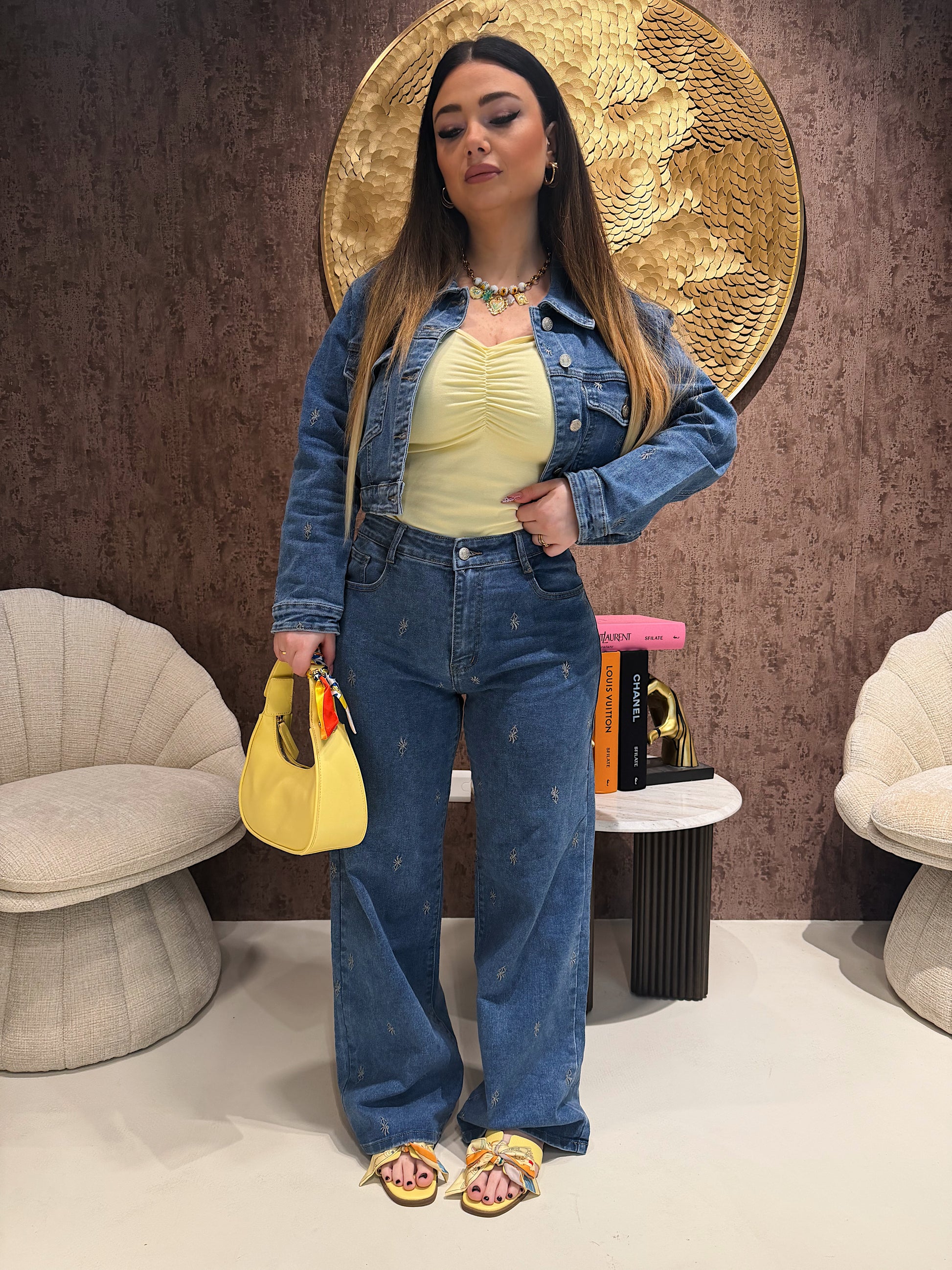 Completo Denim Flower - R.a. Boutique