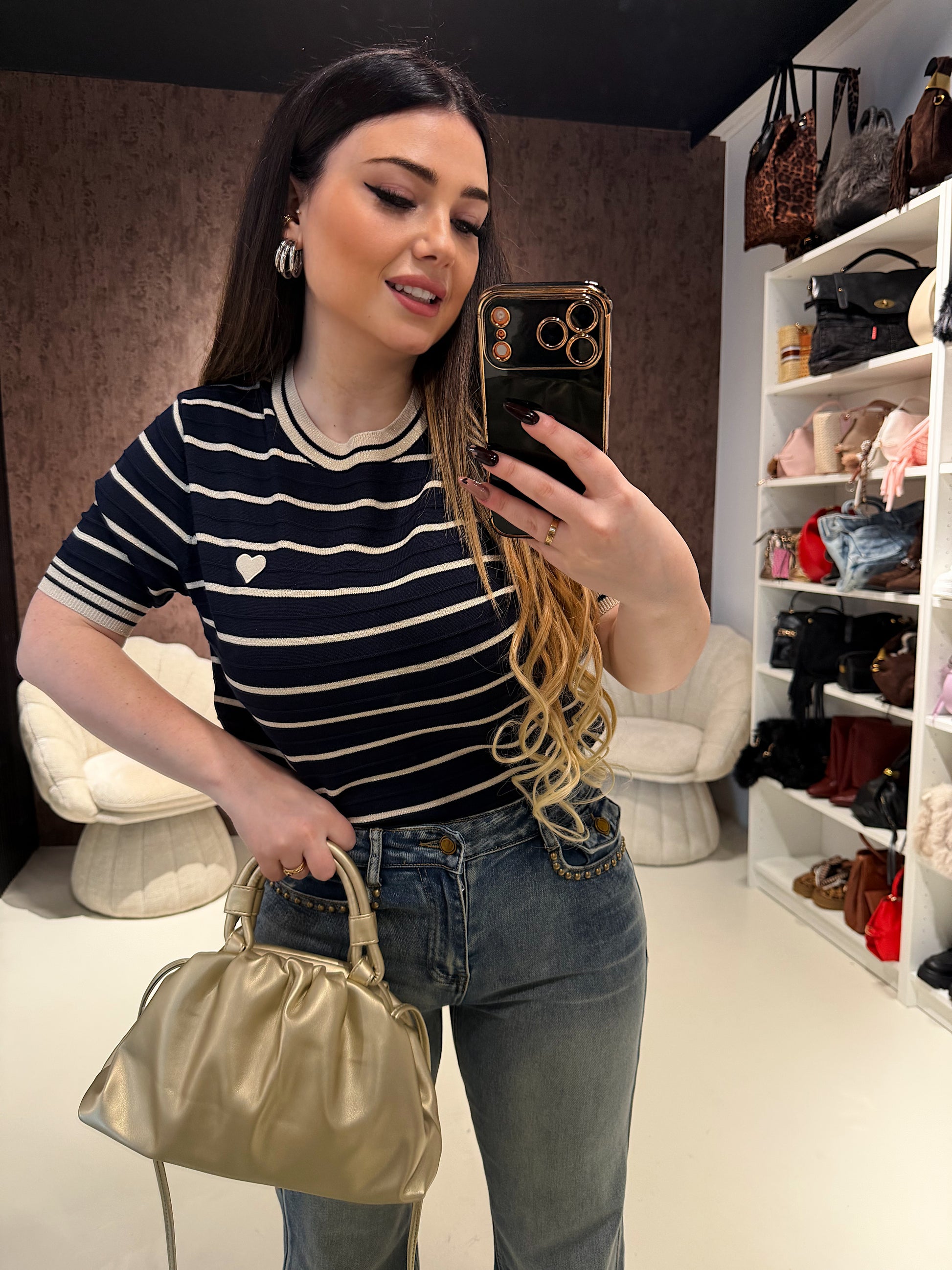 Maglia Knit Stripes Heart - R.a. Boutique