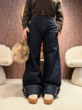 Jeans Turn Up Wide Leg con cintura - R.a. Boutique