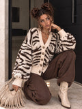 Cardigan Zebrato Panna e Marrone - R.a. Boutique