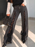 Jeans Lace Split Black - R.a. Boutique