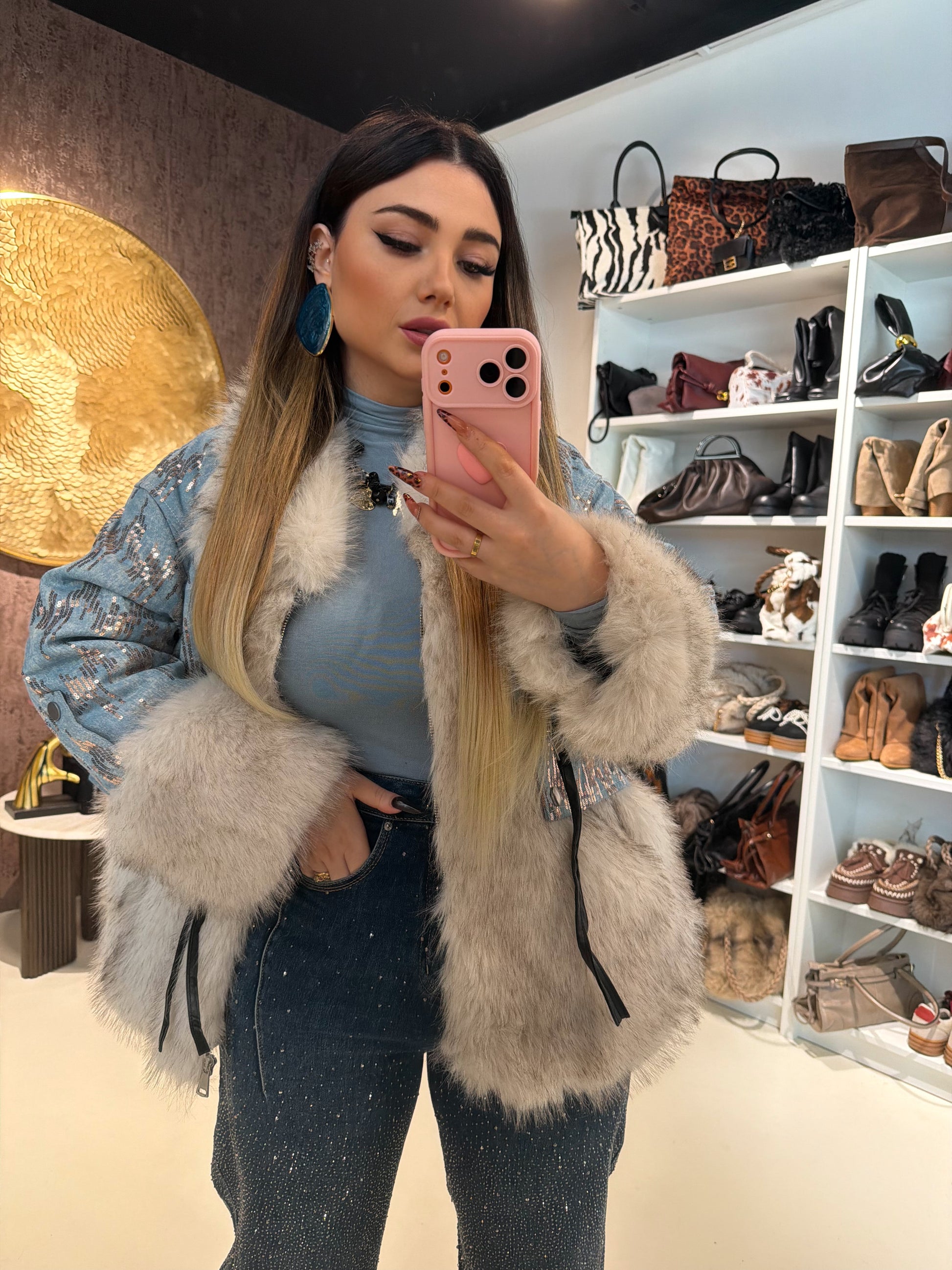 Pelliccia Denim sparkle - R.a. Boutique