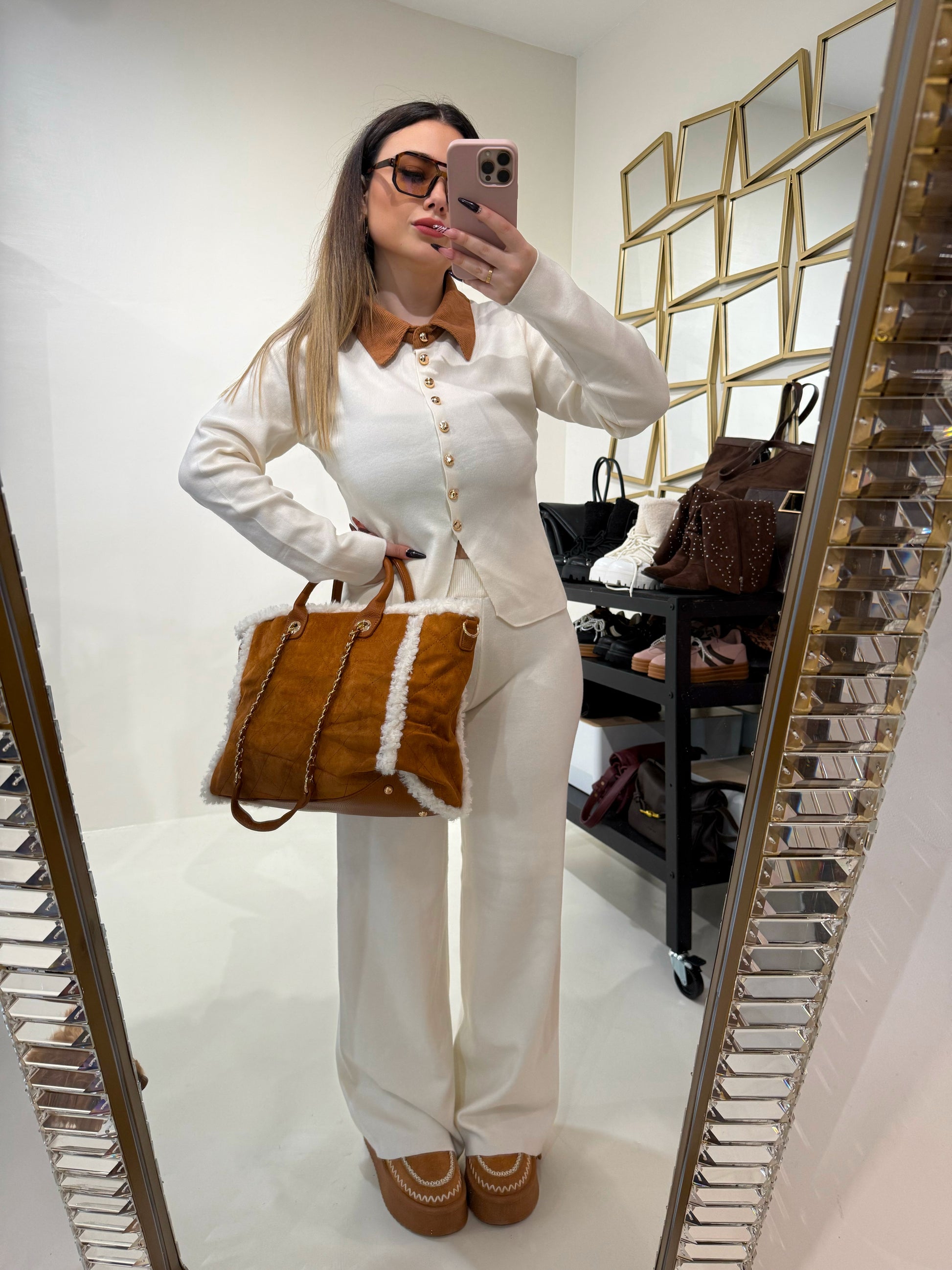 Panna Coordinato Maglia E Pantalone Completo Maglia E Pantalone