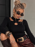 Maglia Nera Costine Scollo Incrociato - R.a. Boutique