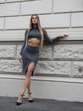 Completo due pezzi maglione e gonna grigio - R.a. Boutique 