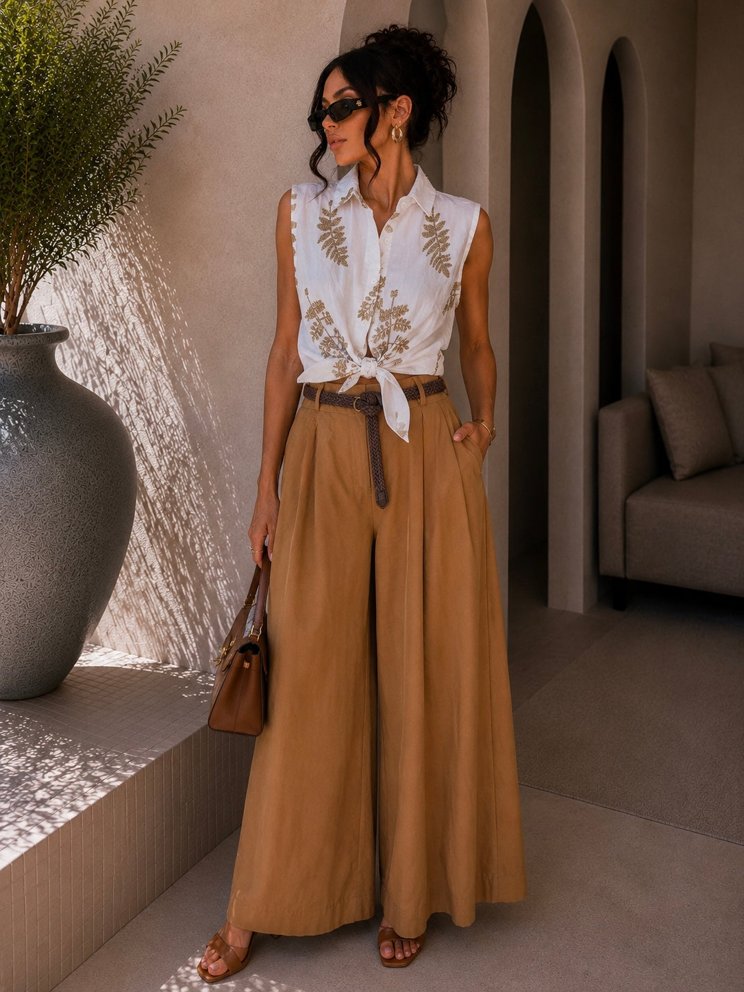 Camicia boho con fiocco e ricami - R.a. Boutique
