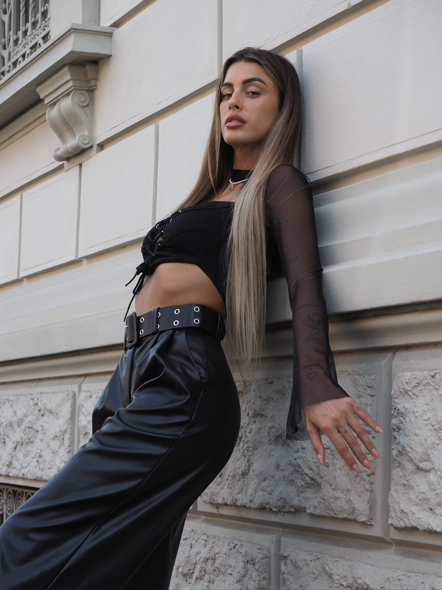 Blusa in velo con lacci - R.a. Boutique 