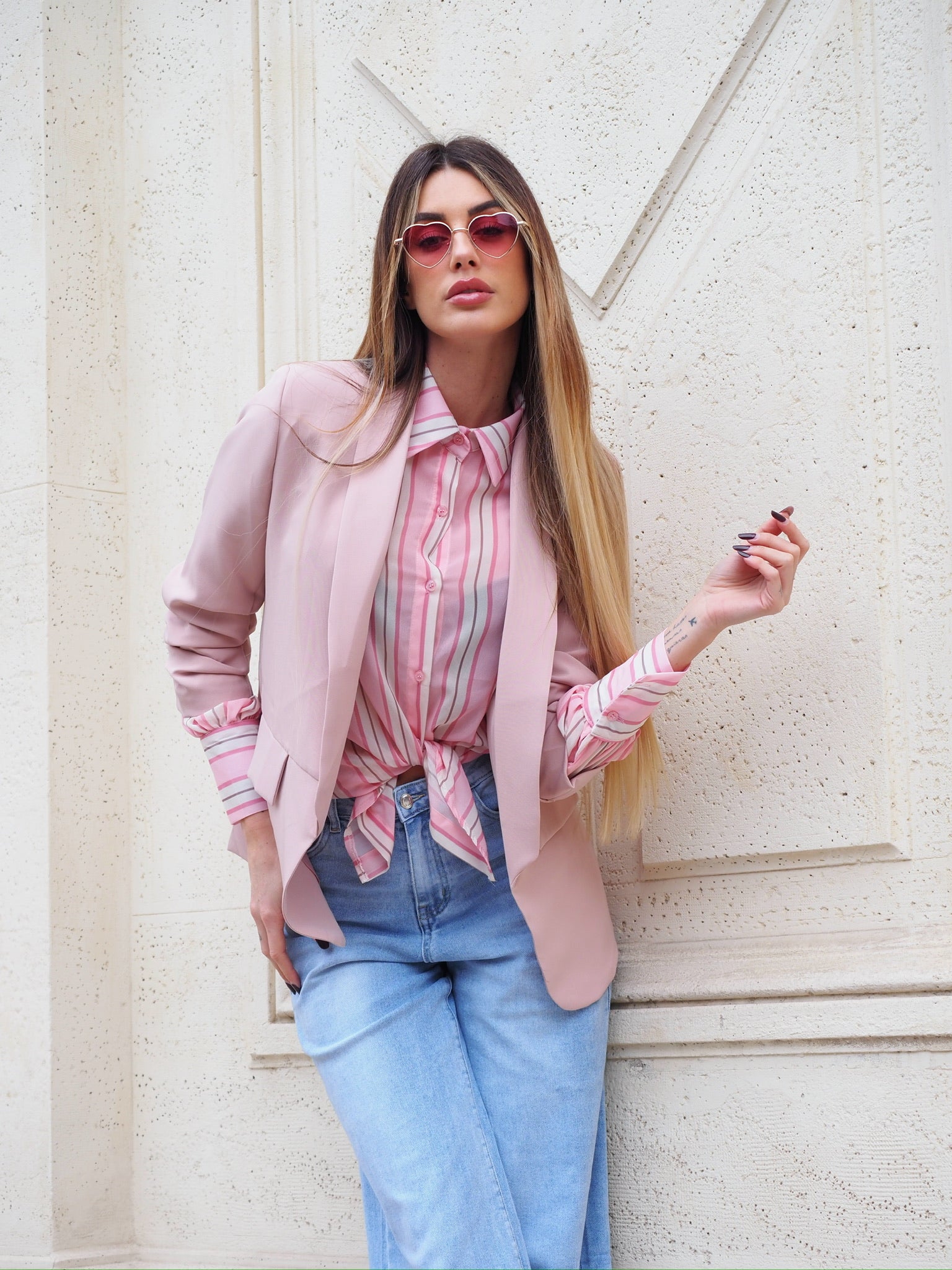 Camicia a righe rosa - R.a. Boutique 