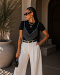 T-Shirt Basic con Top in Strass Staccabile - R.a. Boutique