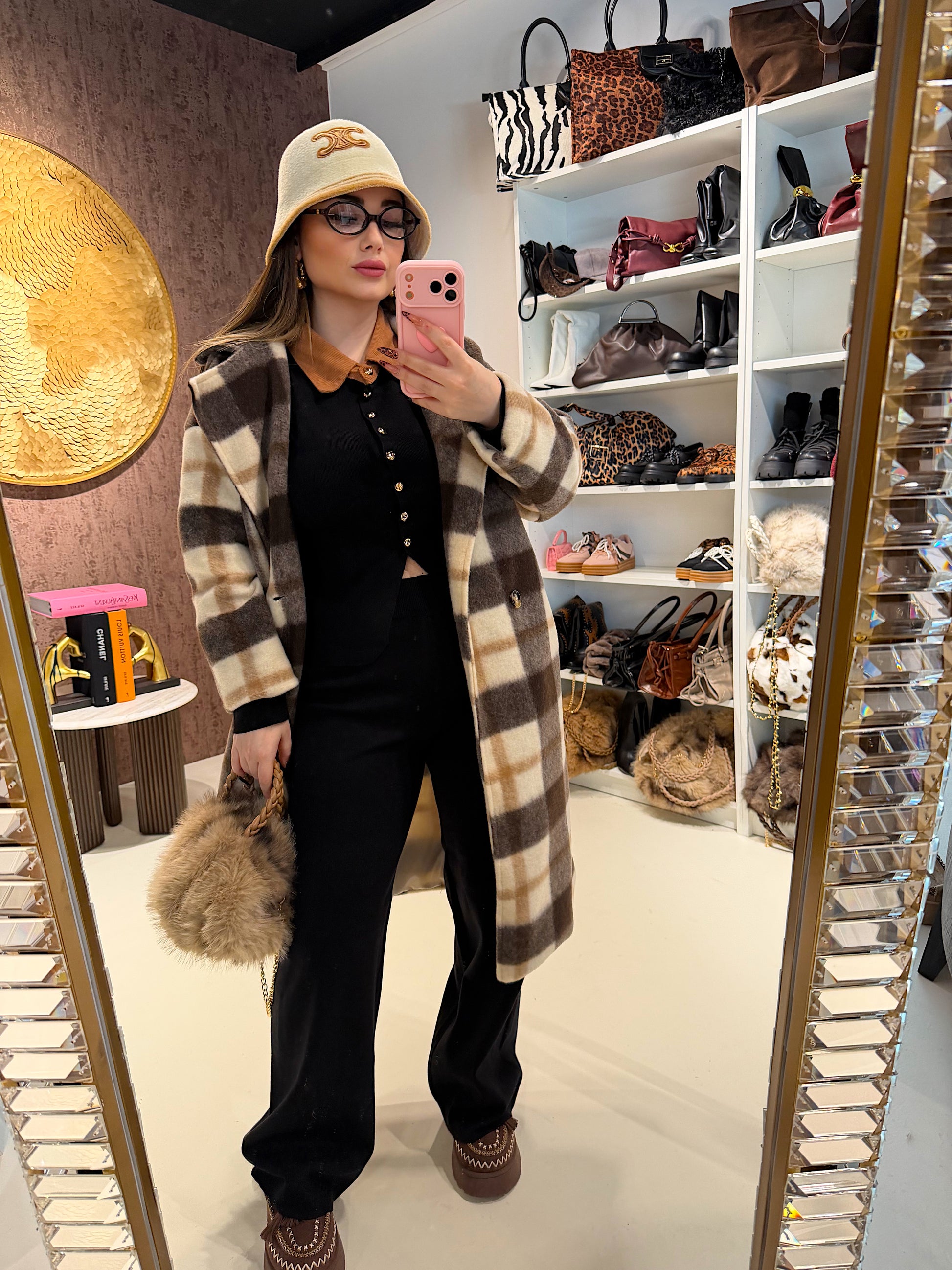 Completo maglia e pantalone con colletto a contrasto - R.a. Boutique