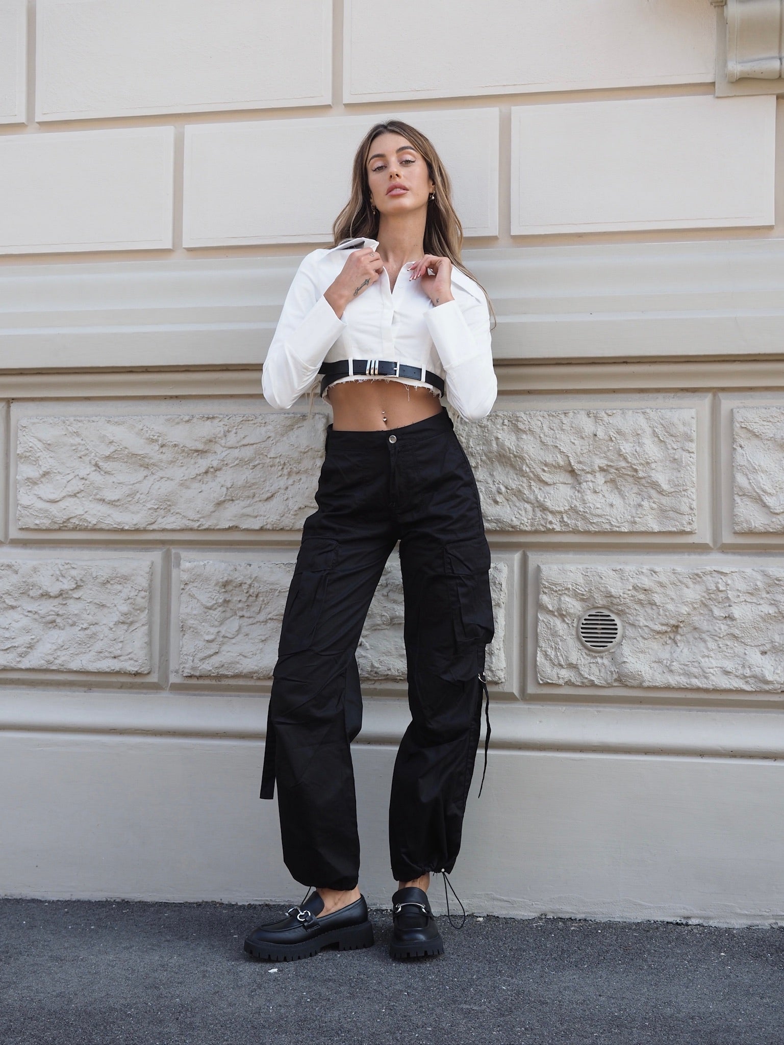 Camicia crop con cintura - R.a. Boutique 