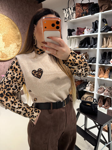 Gilet con cuore maculato i bottoni laterali - R.a. Boutique