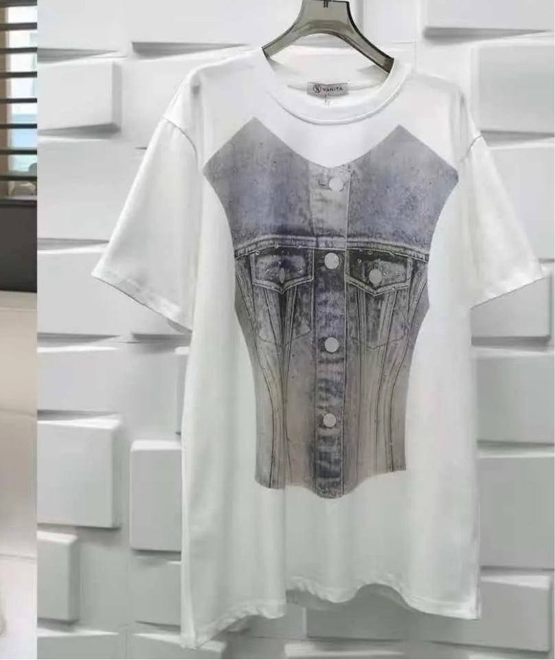 T-shirt con stampa denim - R.a. Boutique