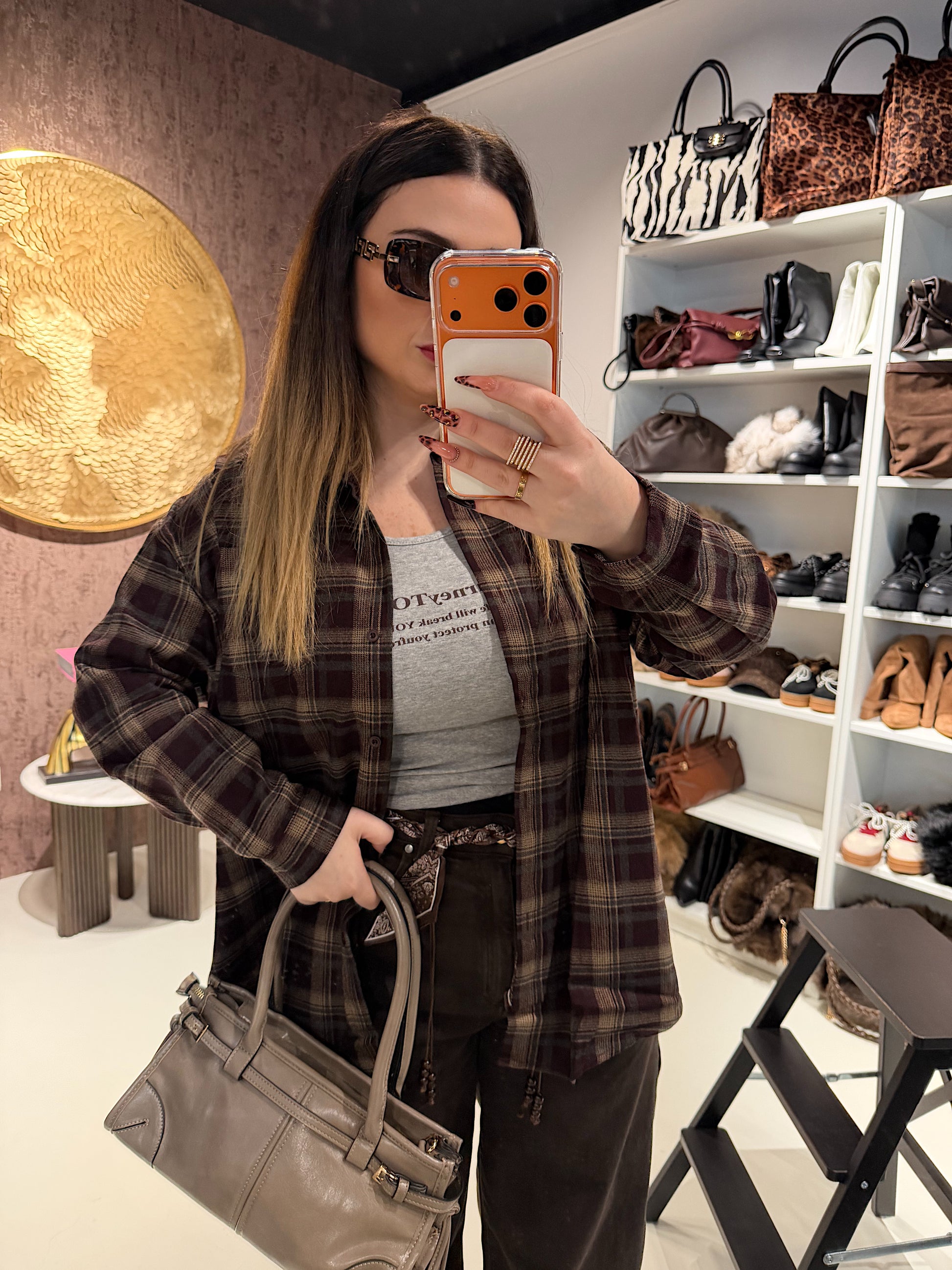 Camicia sfumatura marrone con canotta inclusa - R.a. Boutique