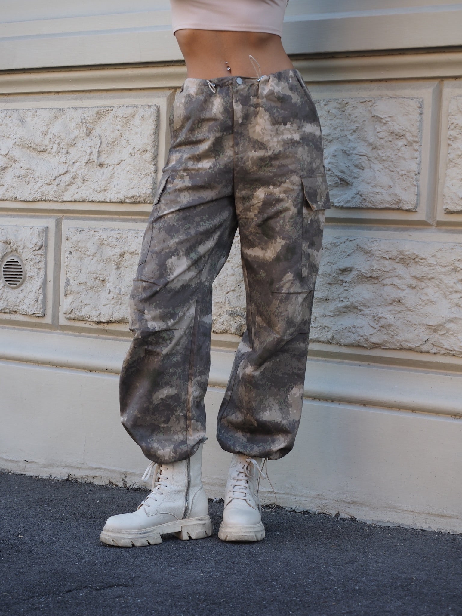 Pantalone cargo military beige - R.a. Boutique 