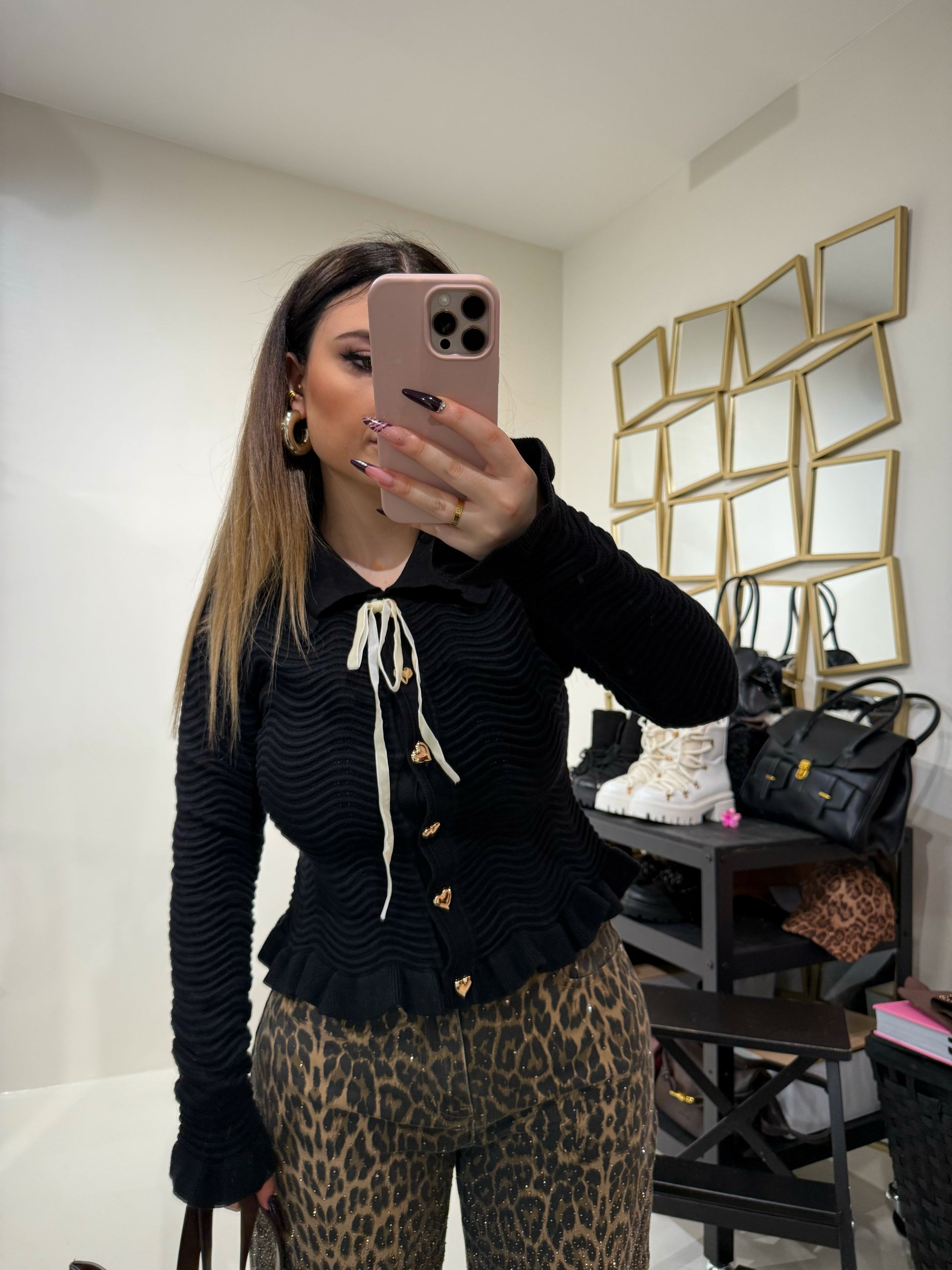 Maglioncino con rouches e bottoni a cuore - R.a. Boutique