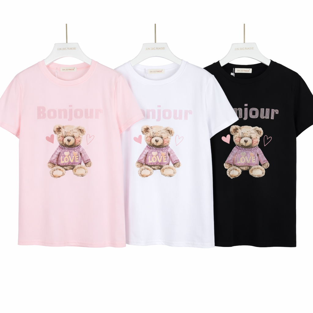T-shirt Bonjour Teddy Love - R.a. Boutique