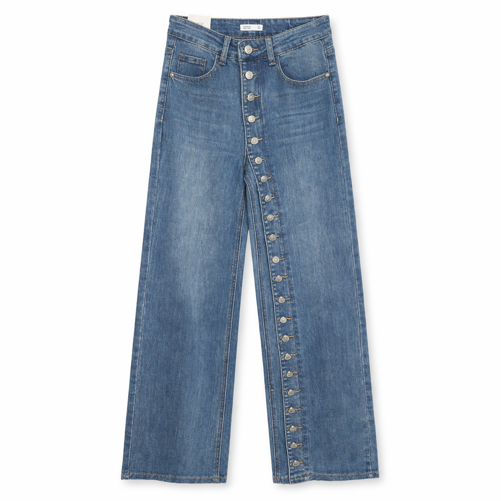 Jeans Button Chic Wide Leg - R.a. Boutique