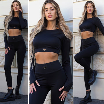 Completo top e pantalone sportivo nero - R.a. Boutique 