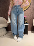 Jeans Crystal Glow Wide Leg - R.a. Boutique