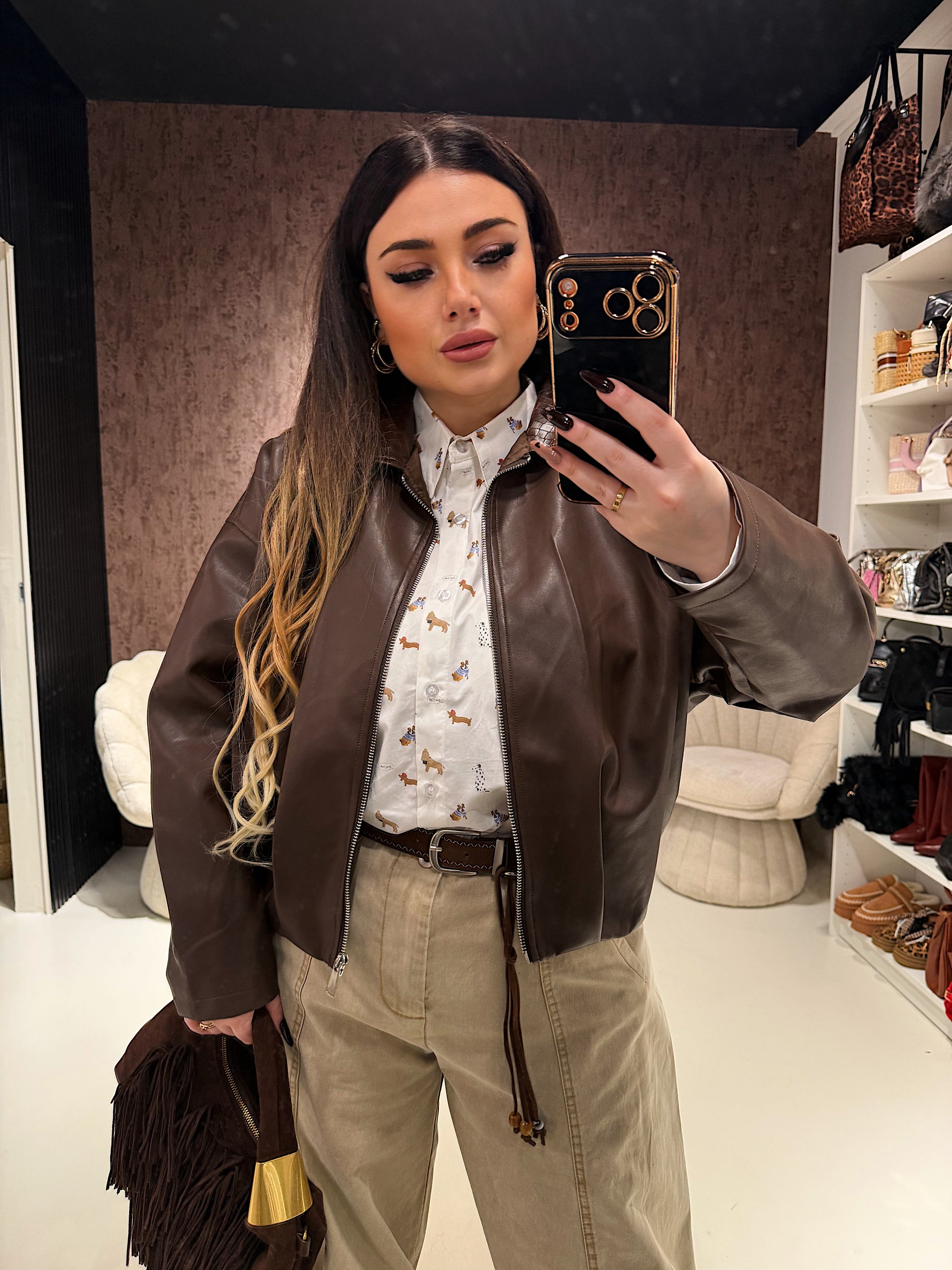 Giacca Leather Brown - R.a. Boutique