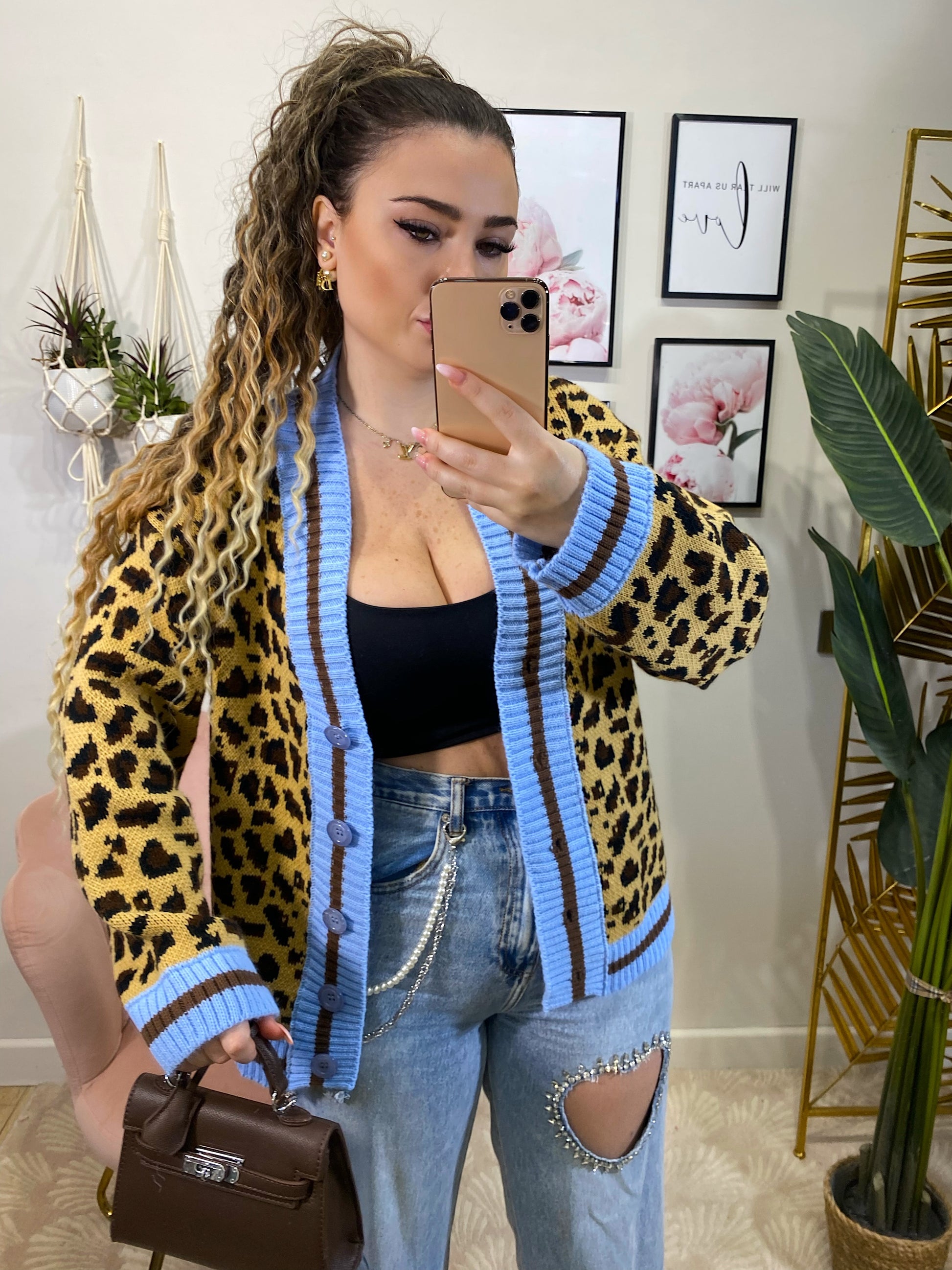 Cardigan animalier celeste - R.a. Boutique 