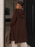 Cardigan Lungo a Trecce con Cappuccio Marrone - R.a. Boutique