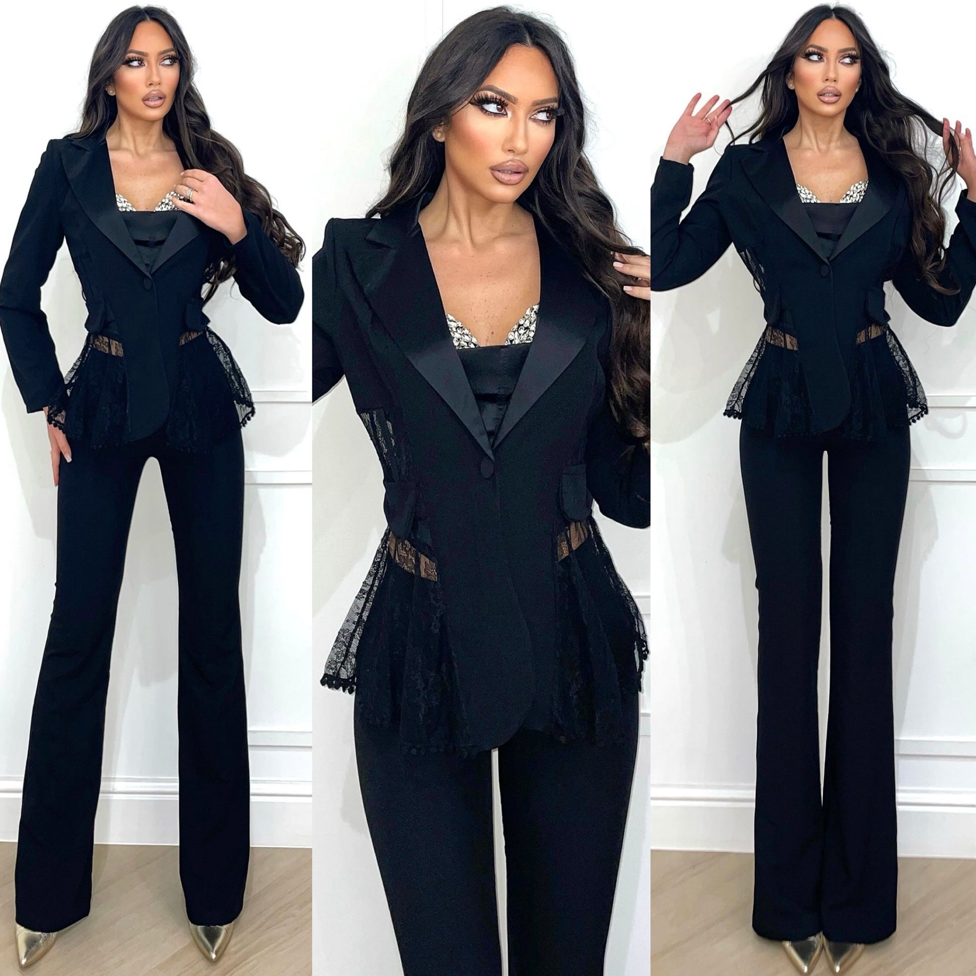 Completo giacca bustier e pantalone nero - R.a. Boutique