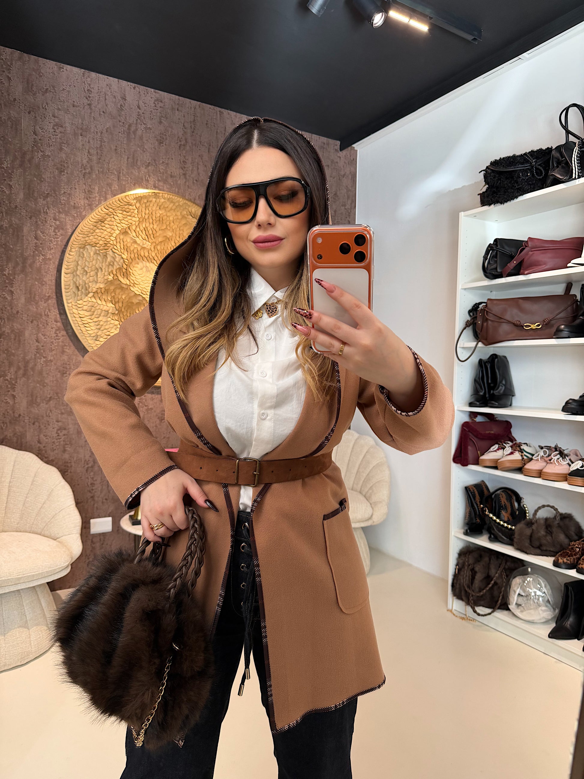 Cappotto Corto con Cintura in Vita e Dettagli - R.a. Boutique