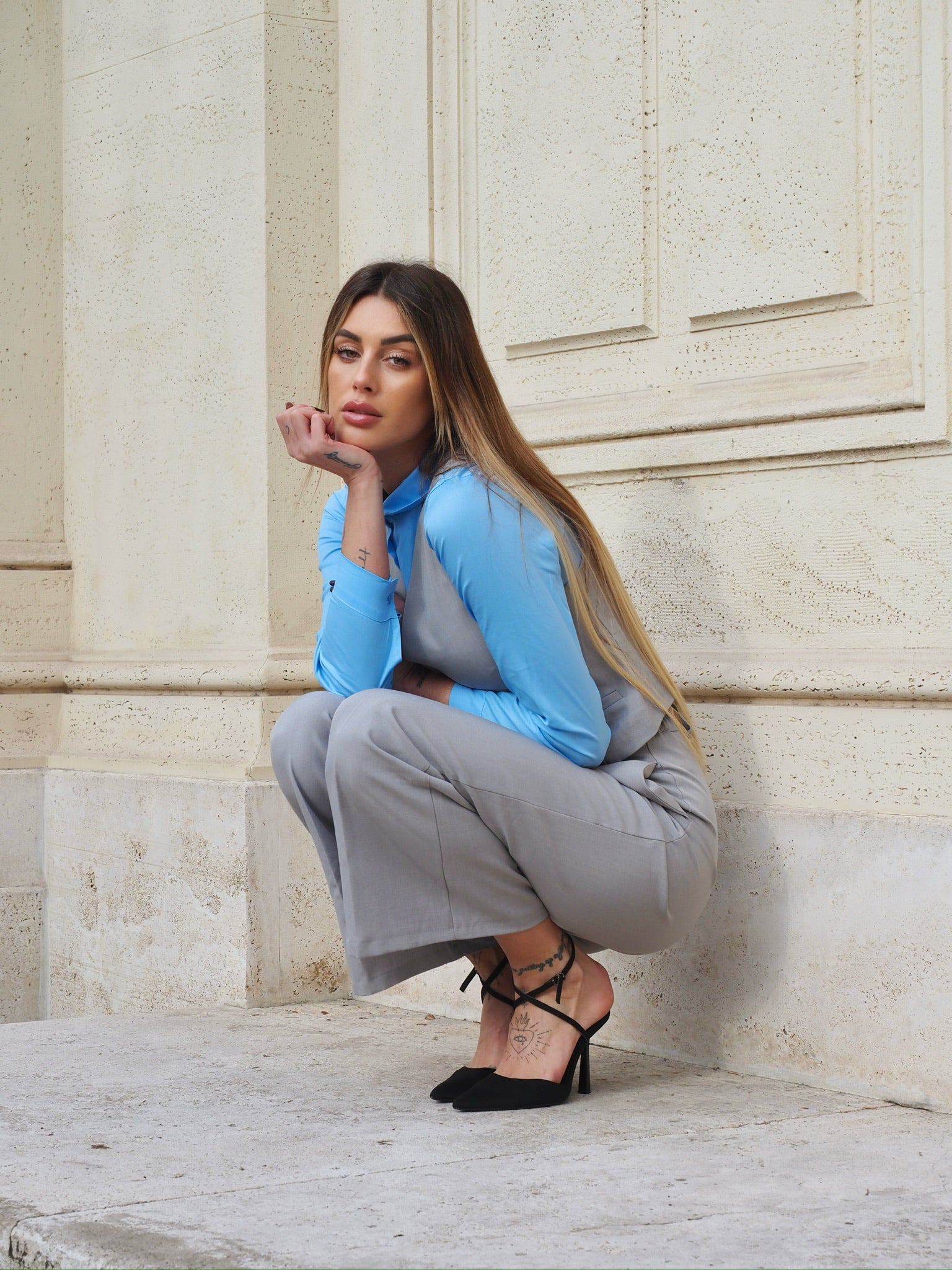 Camicia basic celeste - R.a. Boutique 