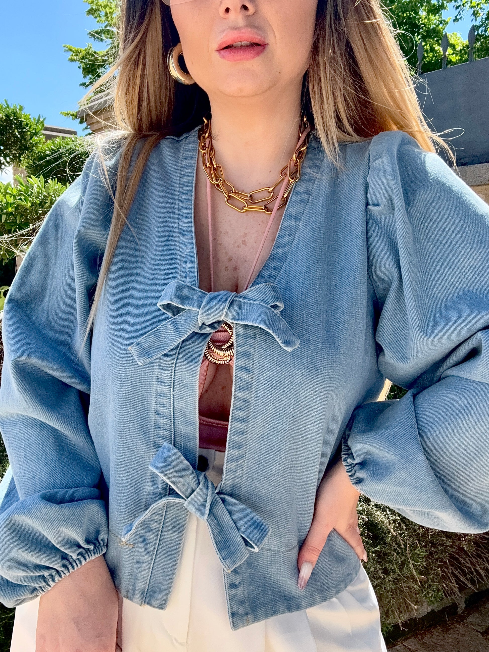 Camicia di jeans con fiocchetti - R.a. Boutique